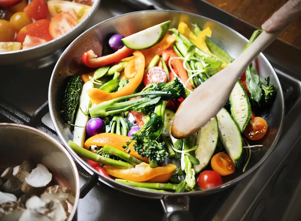 A colorful assortment of sautéed mixed vegetables promoting a healthy and balanced diet for optimal oral health, recommended by Big Sky Family Dental.